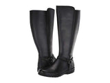 Clarks Cheyn Lindie Women's Knee High Leather Boots Black Size 8 Side Zip Comfort