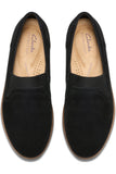 Clarks Women's Sharon Dolly Wedge Loafer - Black Suede - Size 8 Wide