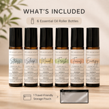 6-Piece Essential Oils Roller Set – 10ml Natural Essential Oil Blends with Travel Storage Pouch
