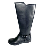 Clarks Cheyn Lindie Women's Knee High Leather Boots Black Size 8 Side Zip Comfort
