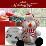 Snowman Plush Storage Box Round Picture Frame Giving Stocking Stuffer