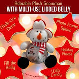 Snowman Plush Storage Box Round Picture Frame Giving Stocking Stuffer