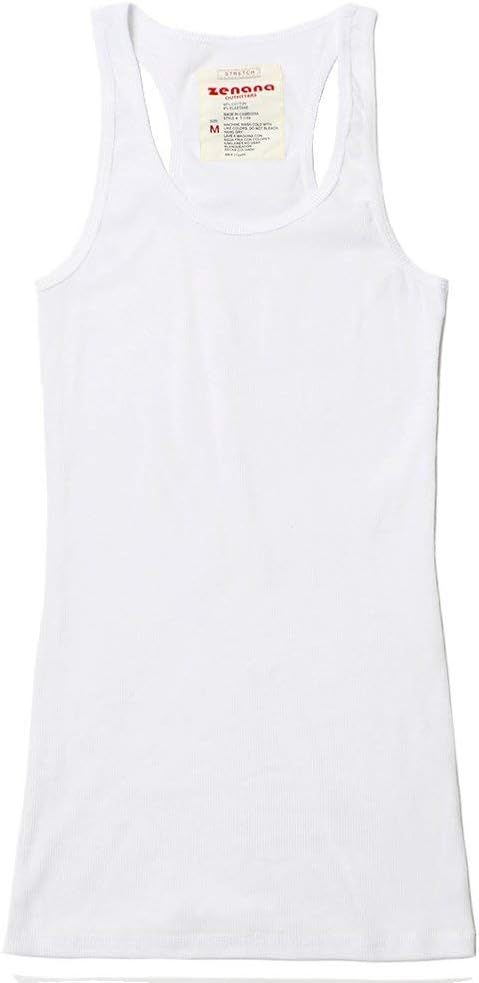 Zenana Outfitters Womens Ribbed Racerback Tank White Large