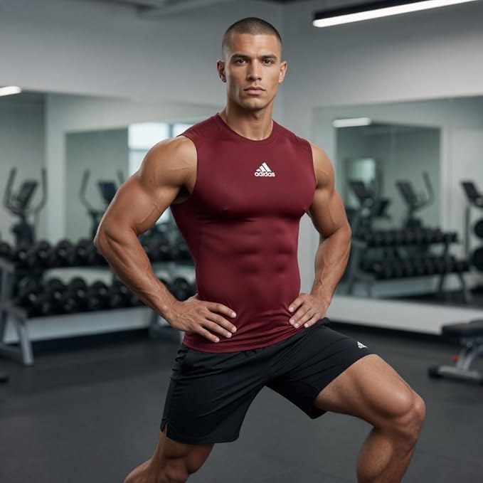 adidas Men's Alphaskin Sleeveless Compression Shirt 843T 4XL Collegiate Burgundy