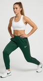 Nike Women's Training Pants Green Athletic Track Pants Mid Rise Elastic Waist Workout