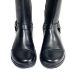 Clarks Cheyn Lindie Women's Knee High Leather Boots Black Size 8 Side Zip Comfort