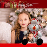Snowman Plush Storage Box Round Picture Frame Giving Stocking Stuffer