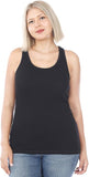 Zenana Women's 2 Pack Ribbed Tank Tops Black White Sleeveless Plus Size 3X