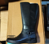 Clarks Cheyn Lindie Women's Knee High Leather Boots Black Size 8 Side Zip Comfort