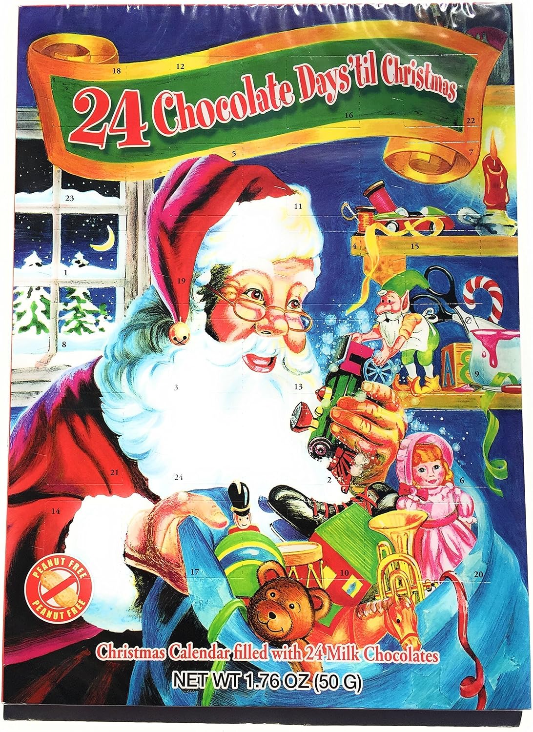 Albert's Christmas Advent Calendar 24 Chocolate Pieces Set of 3 x 1.76 oz Kids Holiday Countdown