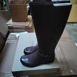 Clarks Cheyn Lindie Dark Brown Leather Knee High Boots Size 6 Wide Calf New