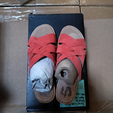 Sorel Women's Ella Slide Sandals Sonolle Red Tan Leather Suede Size 6