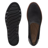 Clarks Women's Sharon Dolly Wedge Loafer - Black Suede - Size 8 Wide