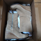 SOREL After Hours Mid Top Waterproof Suede Wedge Boots Beach Tan Women's 7.5