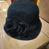 FORBUSITE Women’s Vintage 1920s Wool Cloche Hat Black Flower Veil Winter One Siz