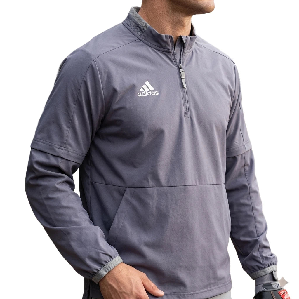adidas Fielder's Choice 2.0 Convertible Baseball Jacket Men's XS Onix Heather Climalite