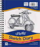 UCREATE Sketch Diary 11" x 9" Medium Weight Drawing Pad 70 Sheets PCAR53007