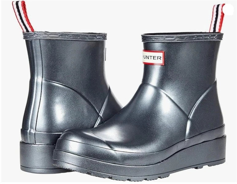 Hunter Original Short Gloss Rain Boots Women's Black Size 6 Waterproof Pull-On