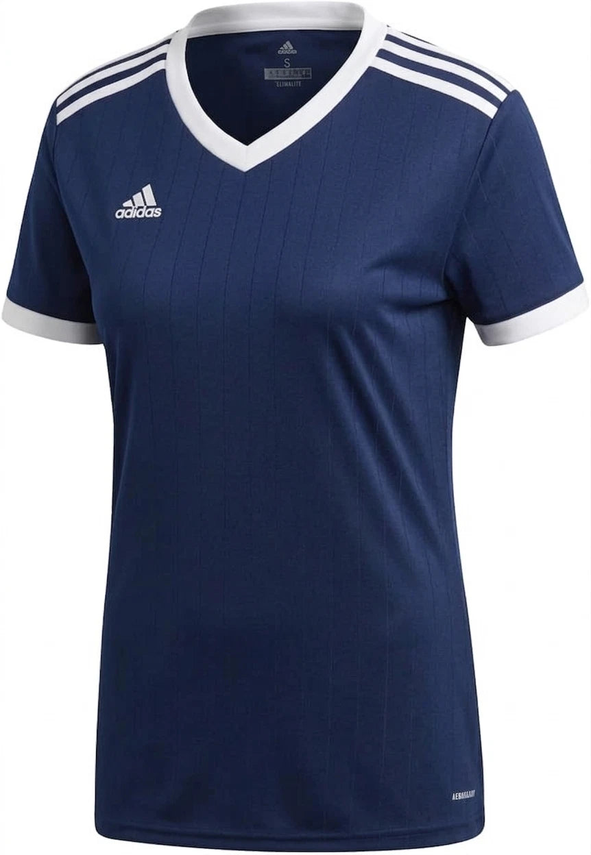 adidas Women's Tabela 18 Soccer Jersey Large Dark Blue White Climalite Short Sleeve