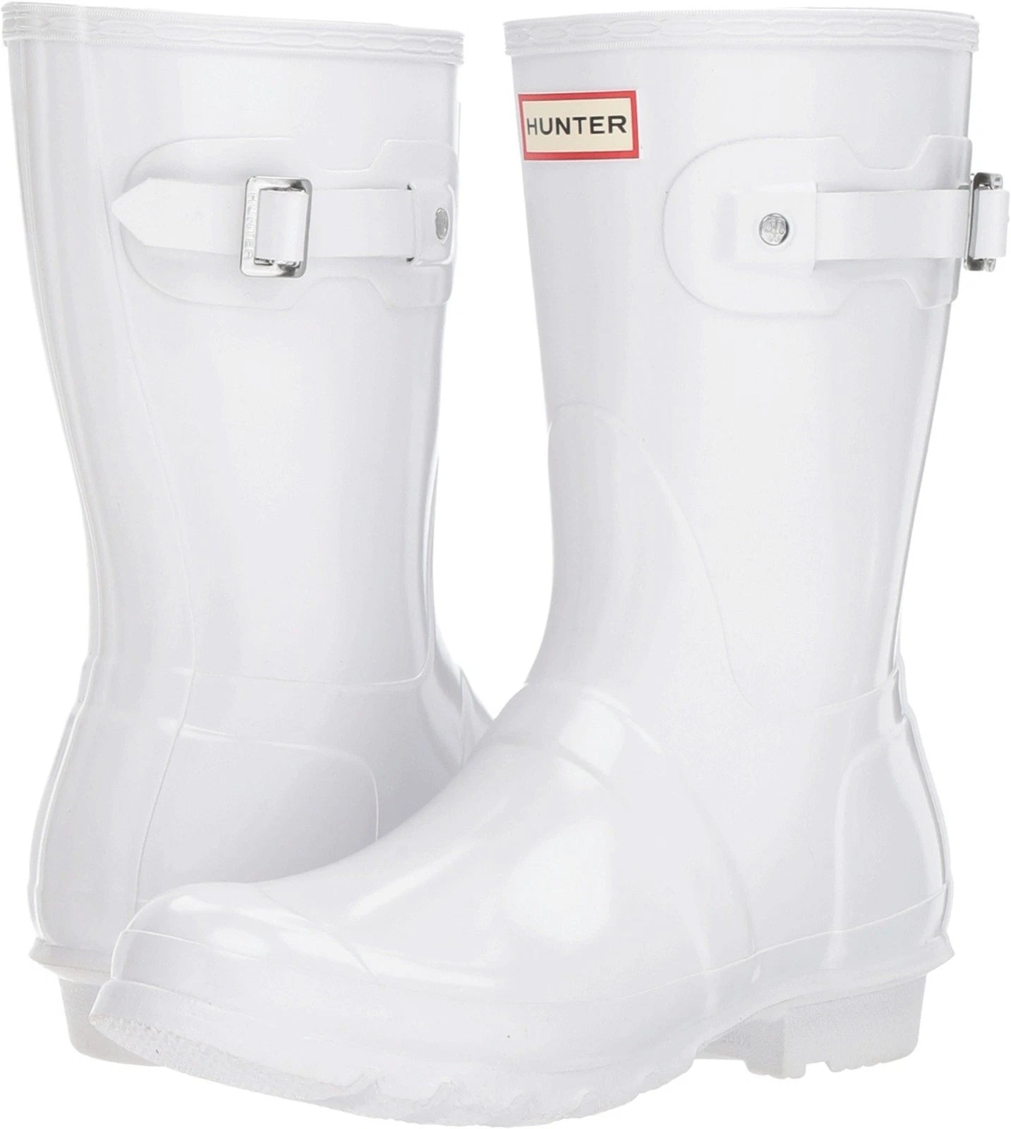 Hunter Original Short Gloss Rain Boots Women's White Waterproof Pull-On