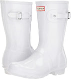 Hunter Original Short Gloss Rain Boots Women's White Waterproof Pull-On