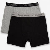 Calvin Klein Boys Boxer Briefs 2 Pack Small Cotton Stretch Underwear Heather Grey Black