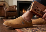 Clarks JMS0721 Men's Suede Slippers Cinnamon Size 12M Plush Sherpa Indoor Outdoor Comfort