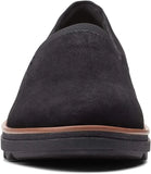 Clarks Women's Sharon Dolly Wedge Loafer - Black Suede - Size 8 Wide
