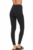 Zenana Premium Women's High Waist Cotton Leggings Black Ankle Length L