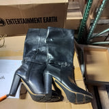 Rockport adiPRENE Black Leather Tall Riding Boots Women's Size 6 Mid Flared Heel